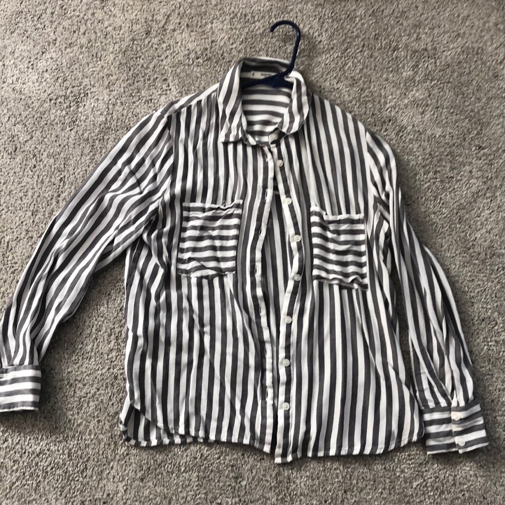 Striped button down blouse